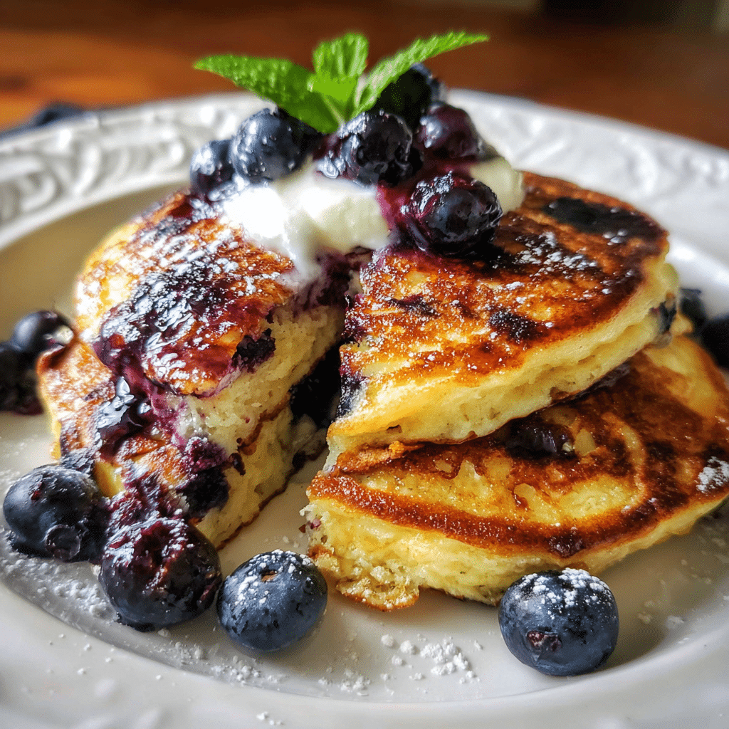 Blueberry Cottage Cheese Pancakes