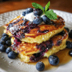 Blueberry Cottage Cheese Pancakes