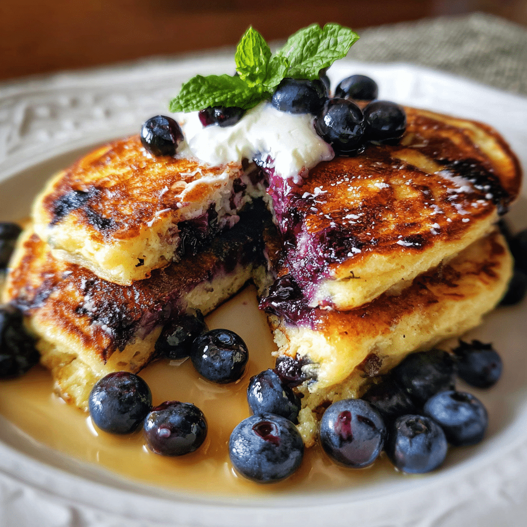 Blueberry Cottage Cheese Pancakes