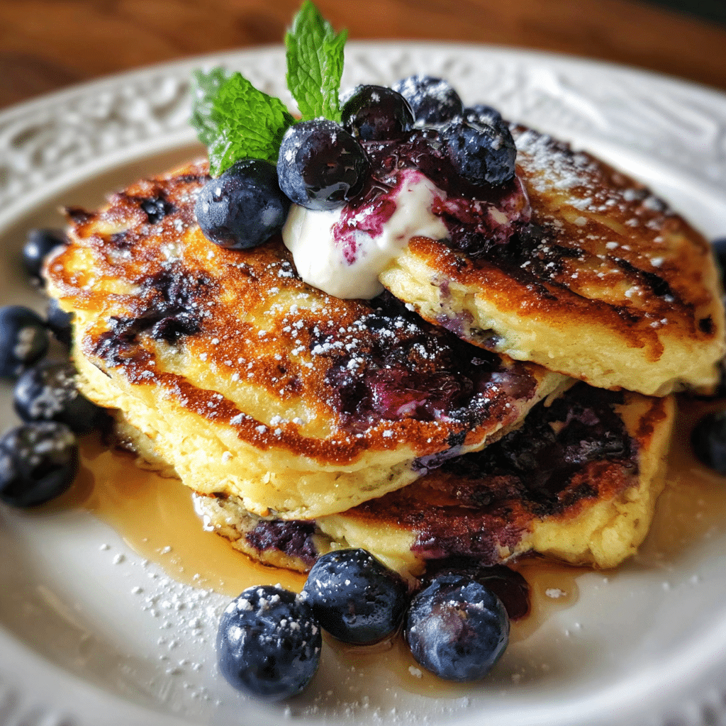 Blueberry Cottage Cheese Pancakes
