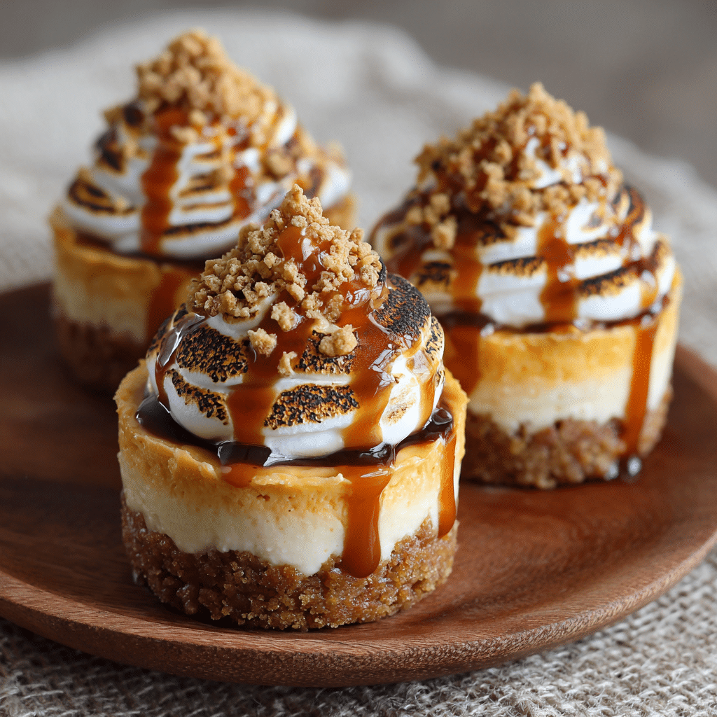 Mini Pumpkin S’mores Cheesecakes