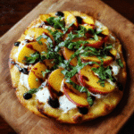 Peach, Burrata & Balsamic Flatbread