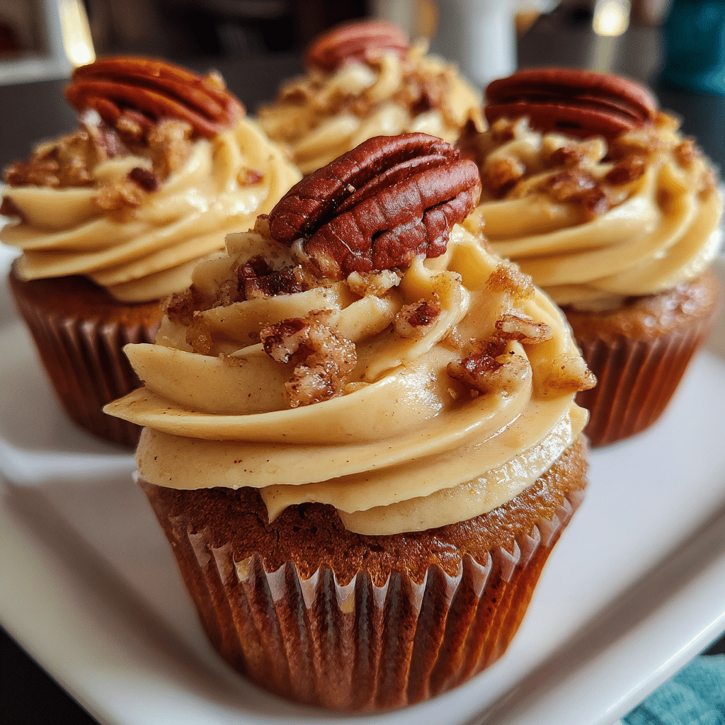 Pecan Pie Cupcakes with Brown Sugar Frosting