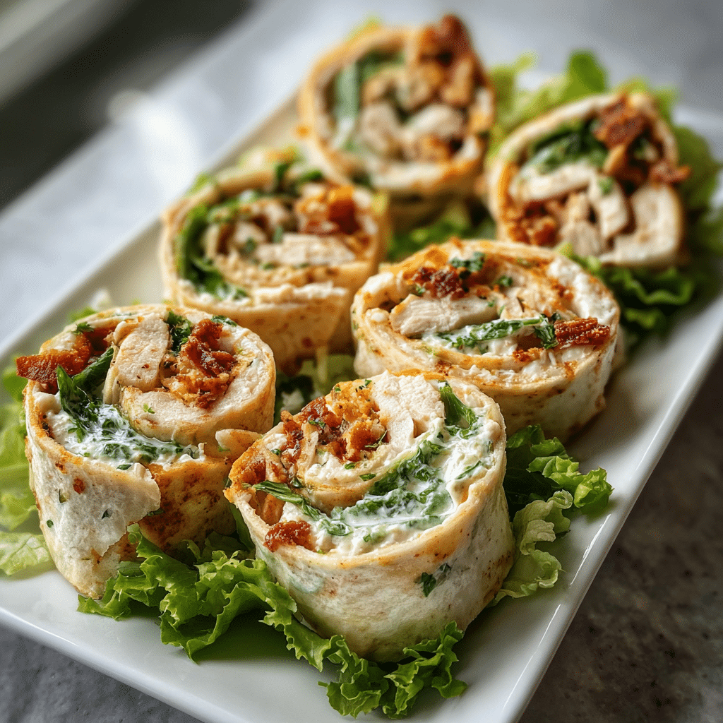 Chicken Caesar Salad Pinwheels