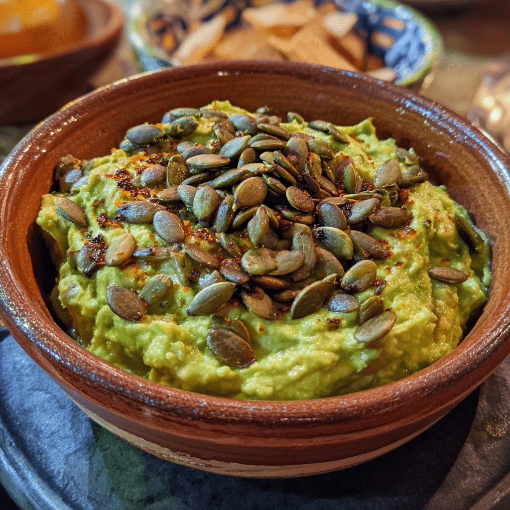 Guacamole with Roasted Pumpkin Seeds