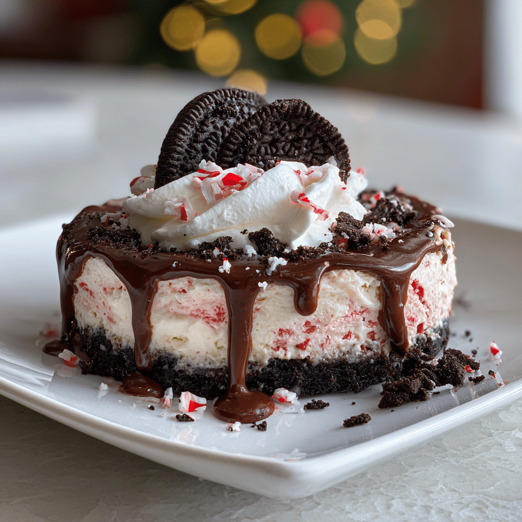 No Bake Peppermint Oreo Cheesecake