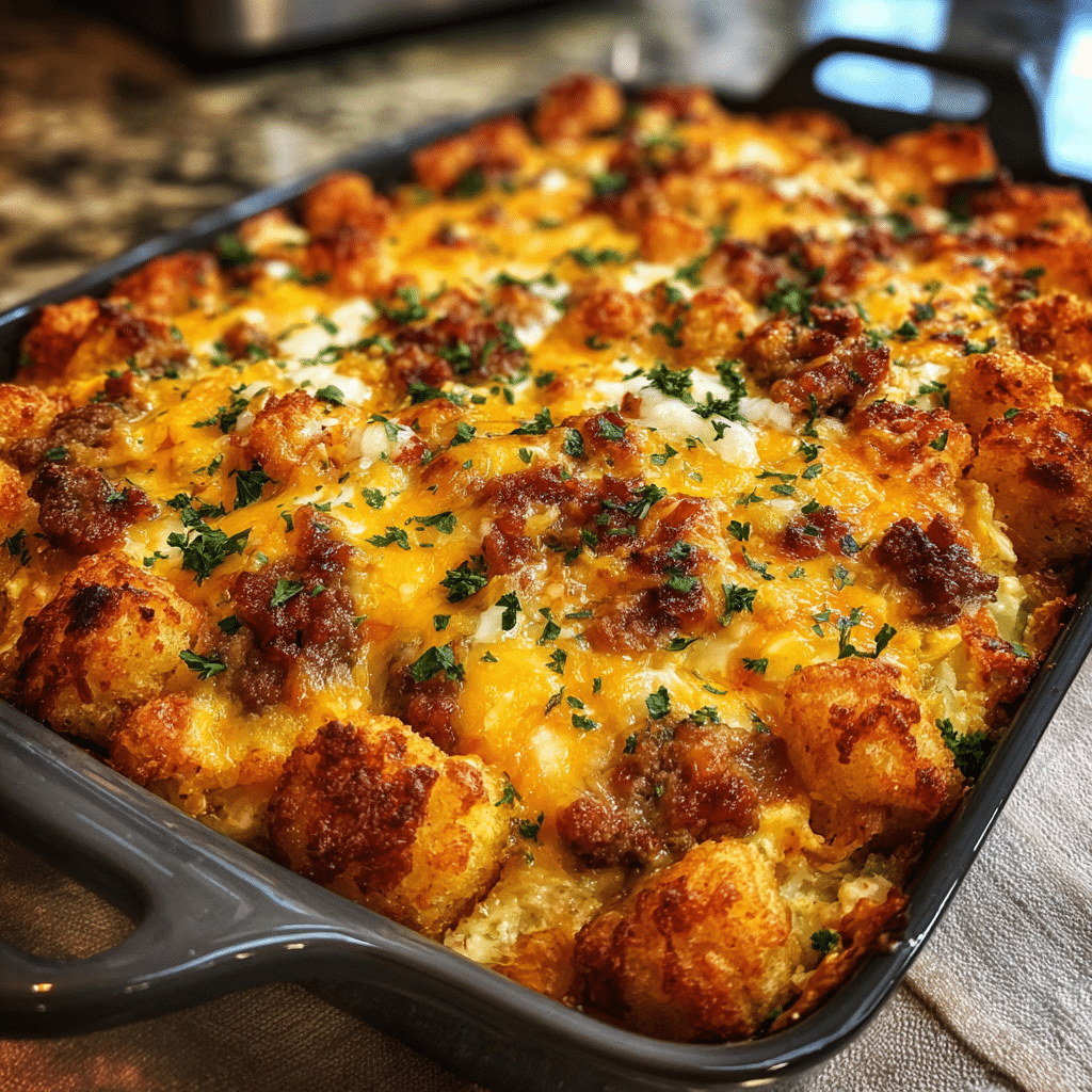Tater Tot Sausage Breakfast Casserole