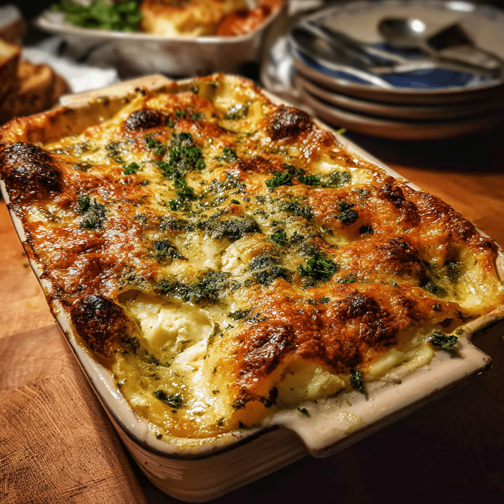 Brown Butter Pesto Spinach Soufflé Lasagna