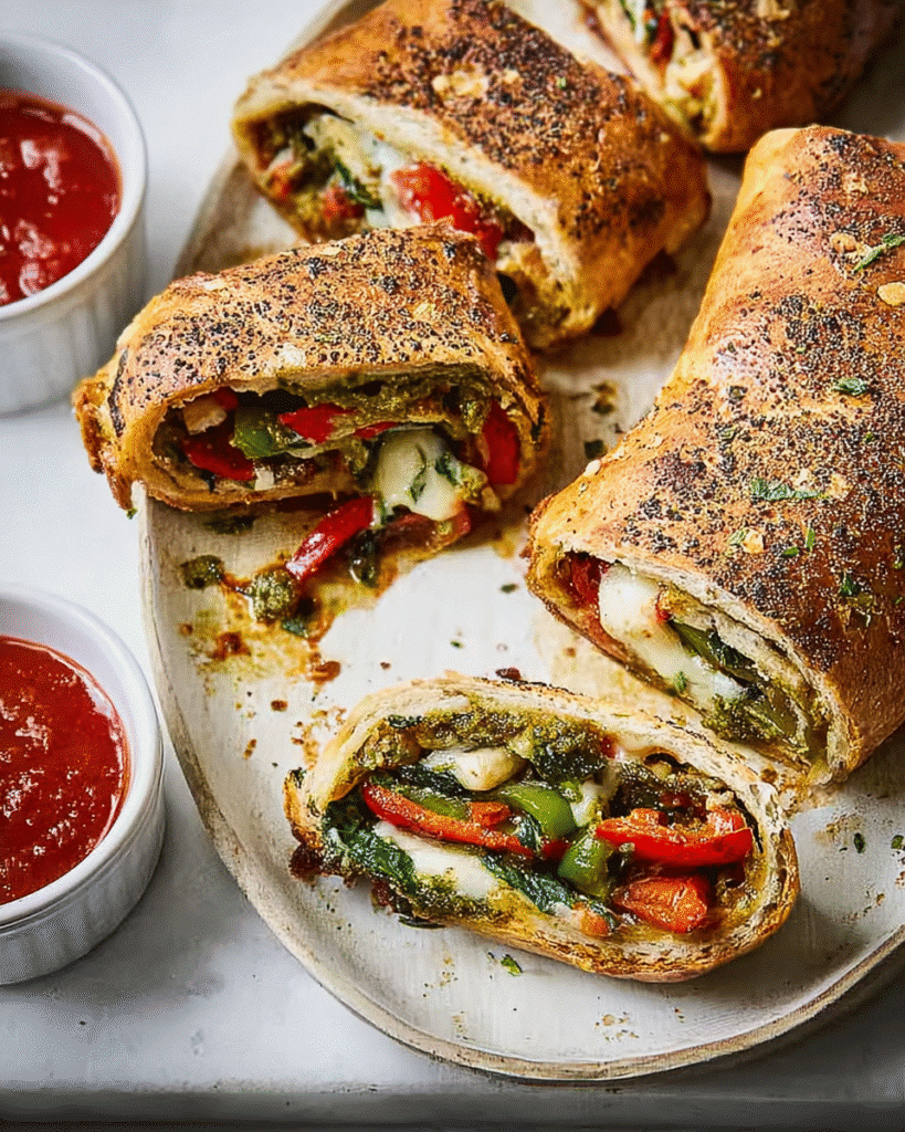 How to Make a Mouth-Watering Pepper, Pesto & Spinach Stromboli