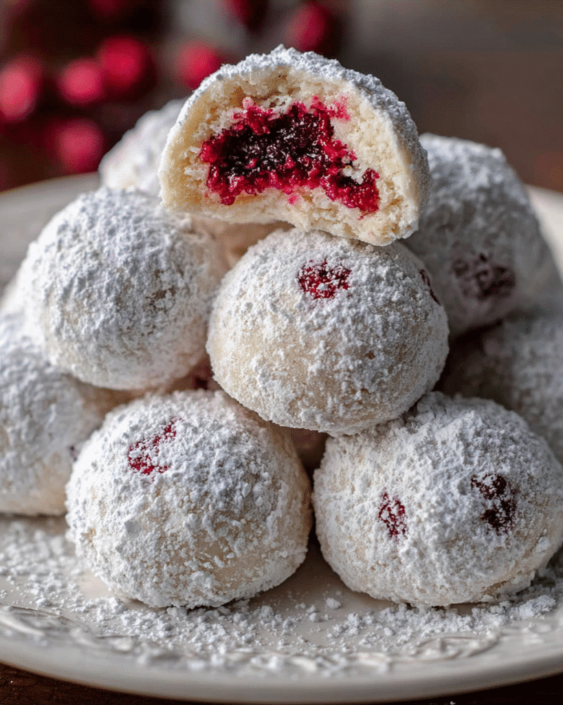 Raspberry Almond Snowball Cookies: Melt-in-Your-Mouth Magic!