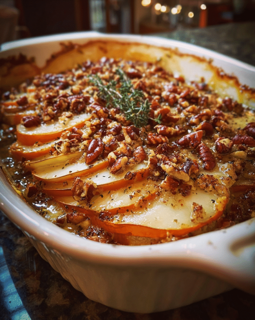 Layered Pear, Sweet Potato & Brie Bake: Ultimate Comfort Dish!