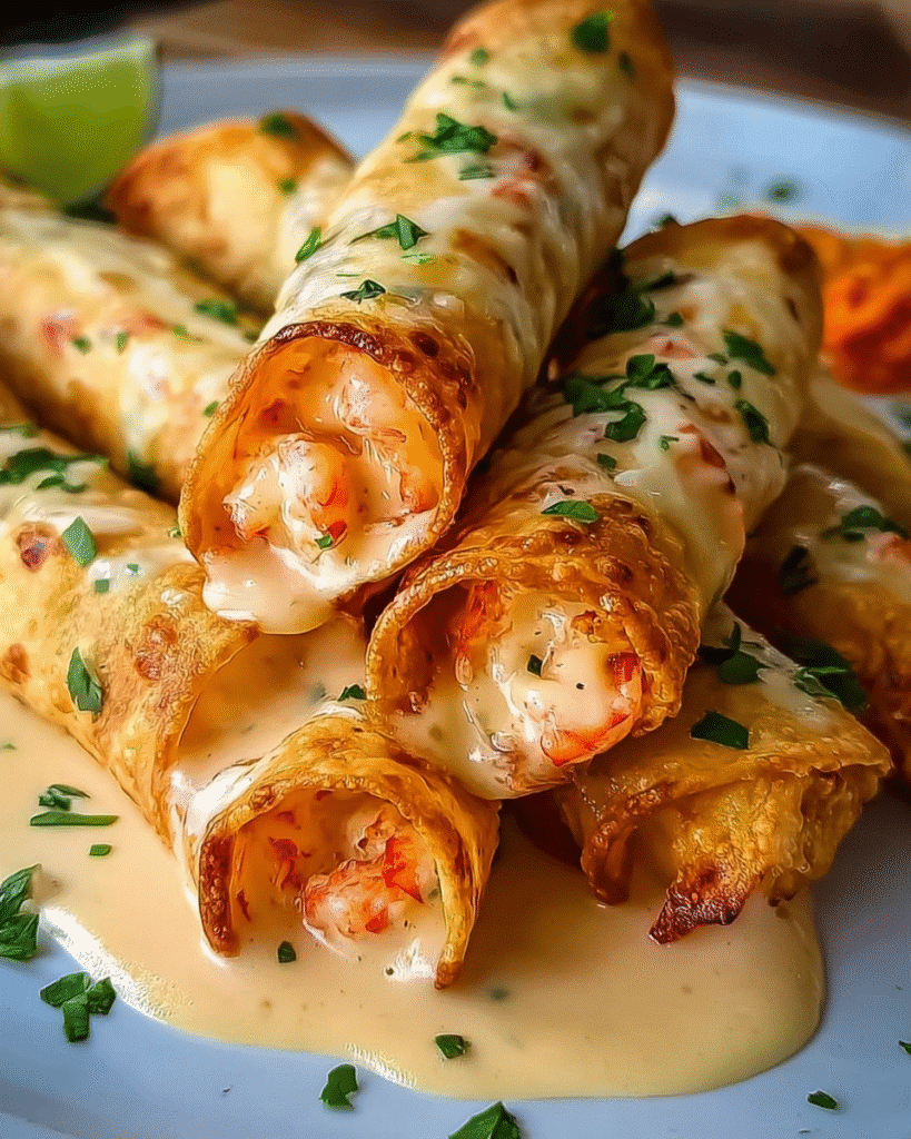 Crispy Crab And Shrimp Queso Taquitos: Irresistible Party Bites!