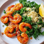 BBQ Shrimp Feast: Garlicky Kale & Parmesan Couscous Magic