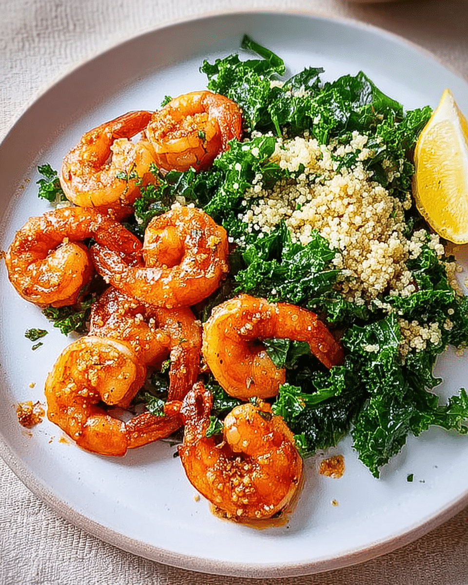 BBQ Shrimp Feast: Garlicky Kale & Parmesan Couscous Magic