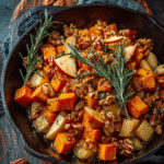 Sweet Potato & Apple Skillet with Maple Walnuts & Rosemary