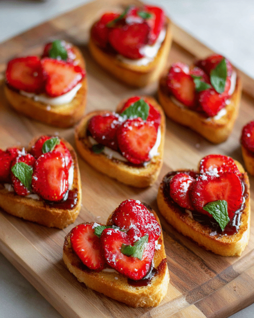 Heart-Shaped Strawberry Bruschetta: Sweet Romance on Toast!
