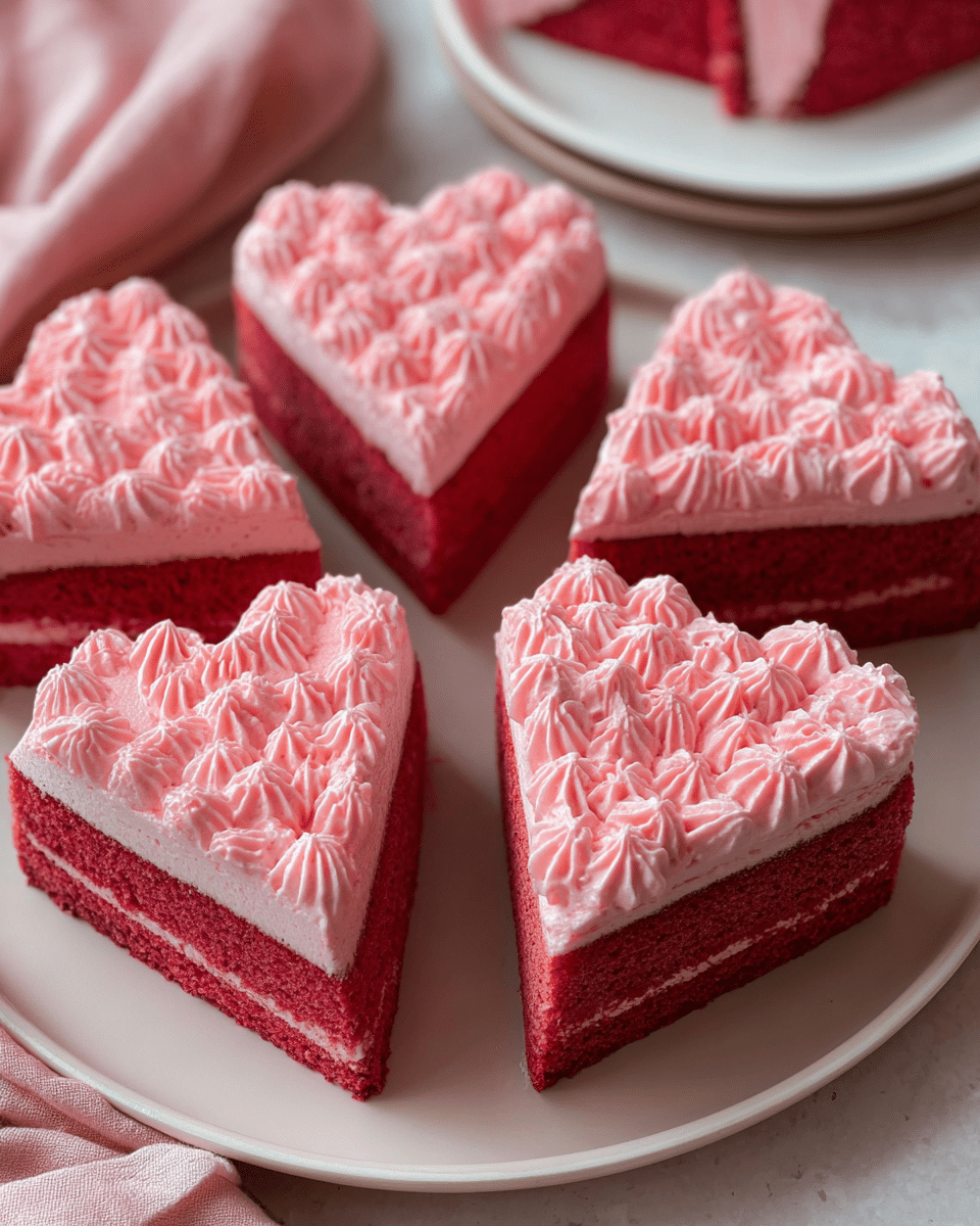 Heart-Shaped Pink Velvet Cake Slices: Best Romantic Dessert!