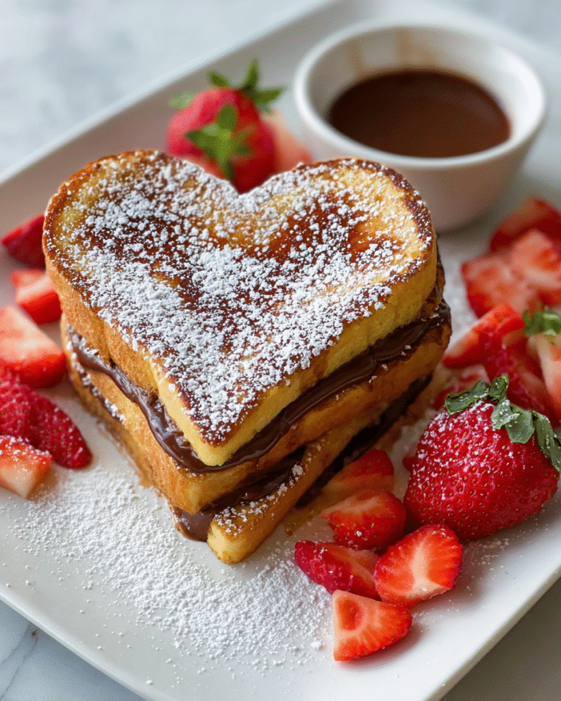 Heart-Shaped Nutella Stuffed French Toast: Breakfast Bliss!