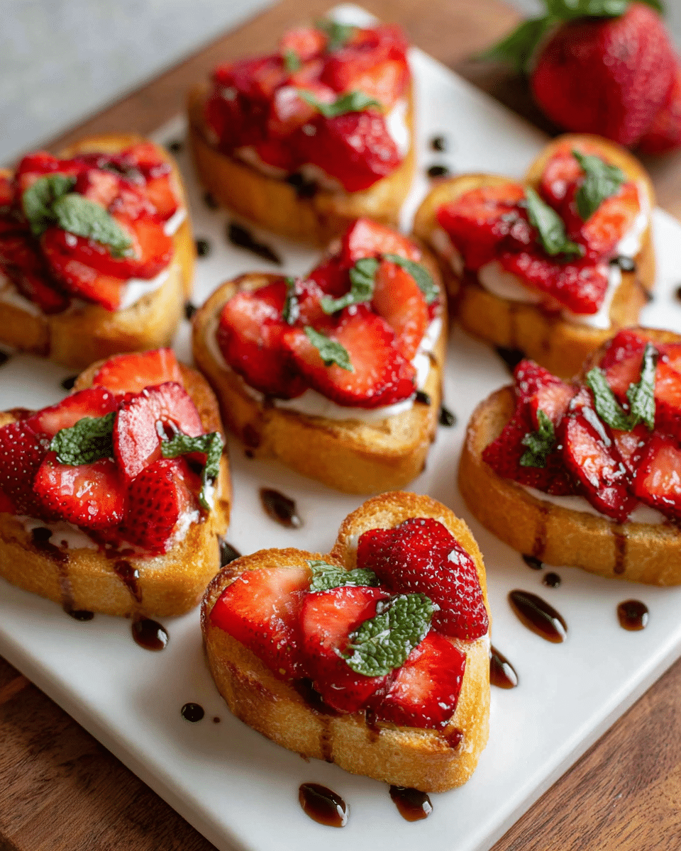 Heart-Shaped Strawberry Bruschetta: Sweet Romance on Toast!