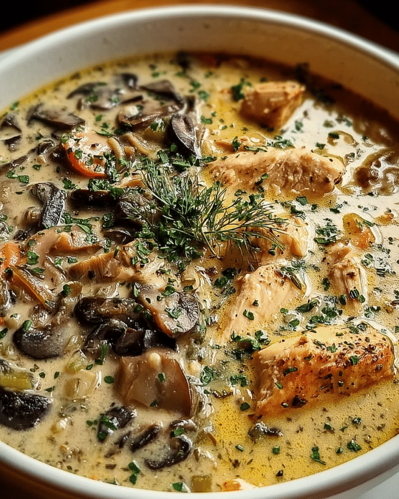 Creamy Mushroom Chicken Soup: Cozy Comfort in Every Spoonful!