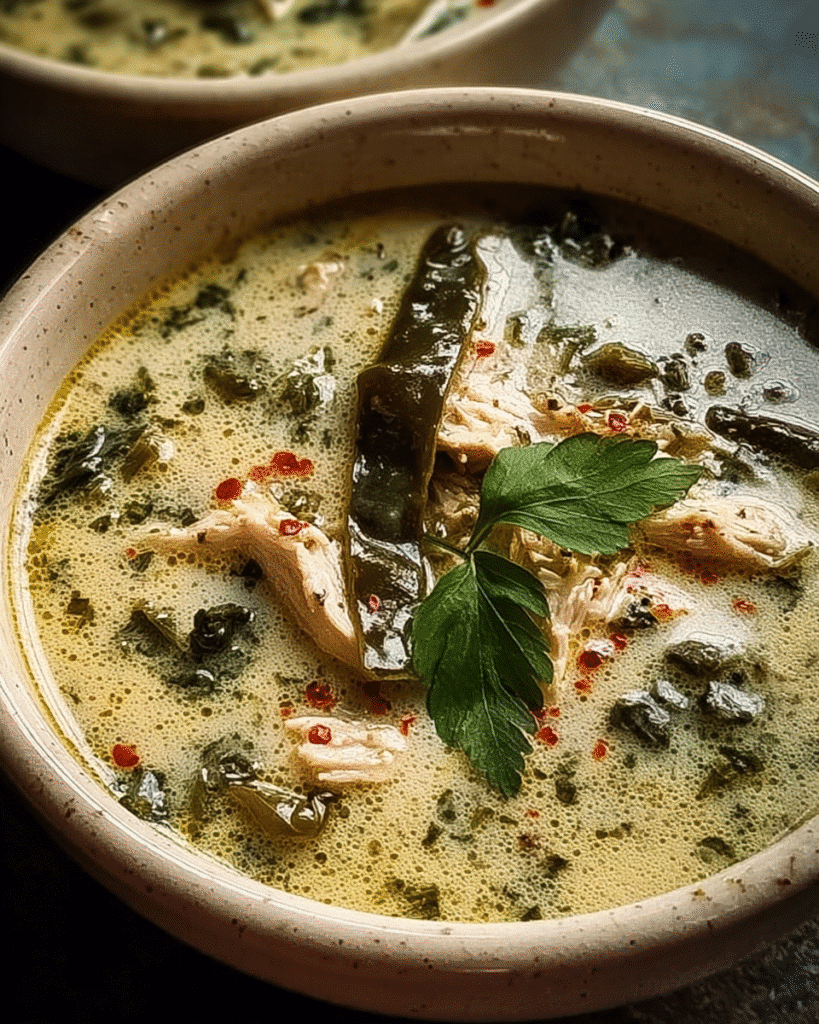 Creamy Poblano Chicken Rellenos Soup: Comfort in a Bowl!