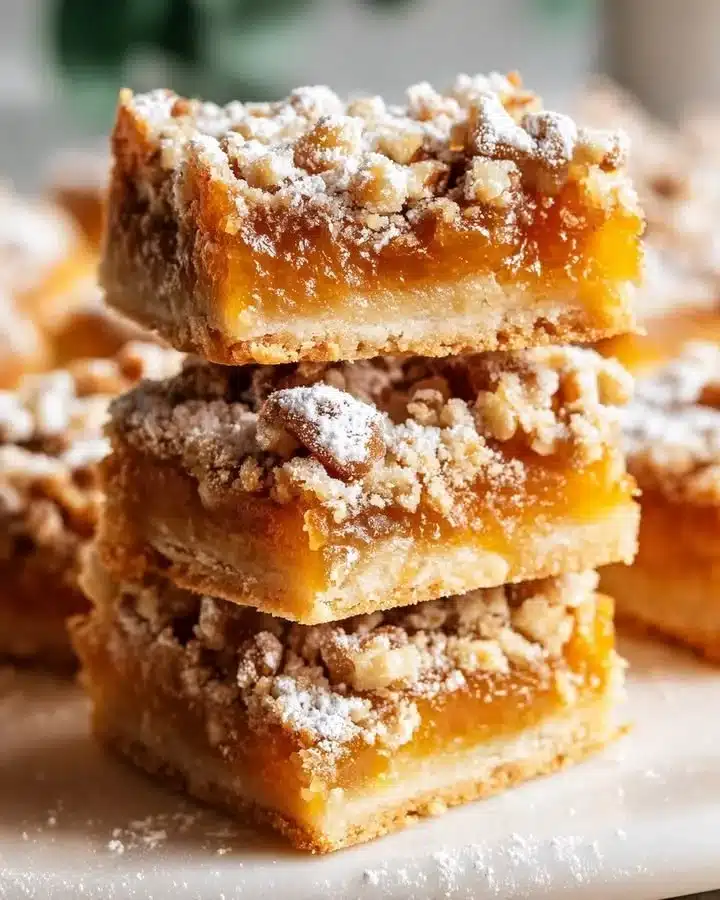Classic Golden Apricot Crumb Bars with a crumbly topping and apricot filling.