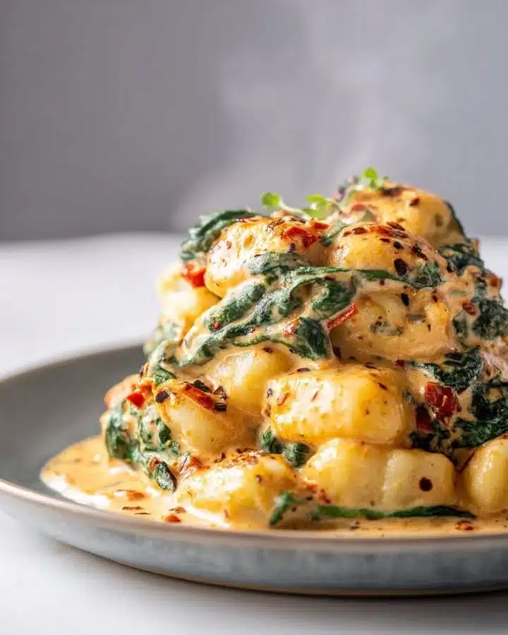 Creamy Tuscan Gnocchi with Melting Mozzarella Pearls