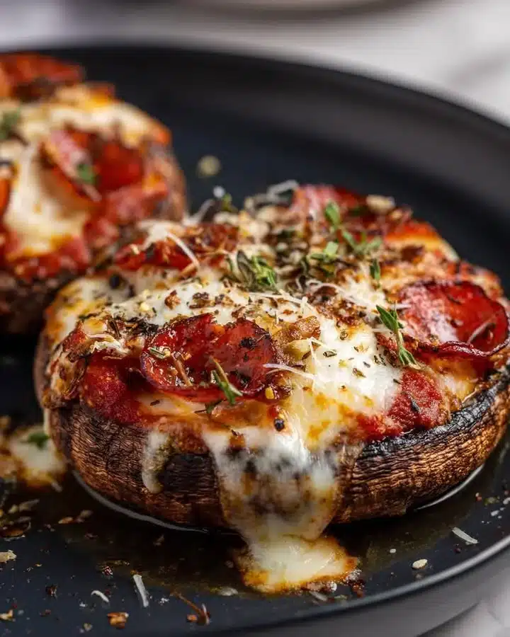 Juicy Pizza-Stuffed Portobello Mushrooms