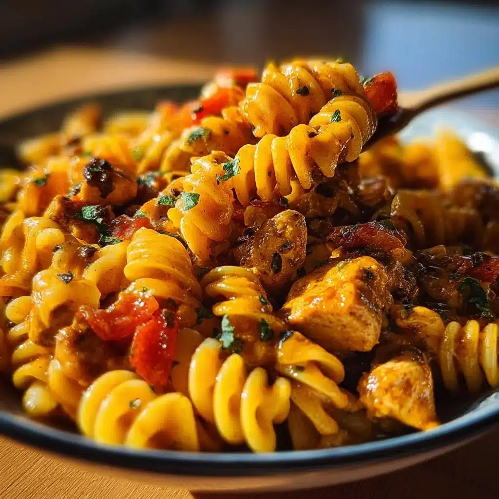 Delicious Chicken Taco Pasta dish served with topping and fresh ingredients.