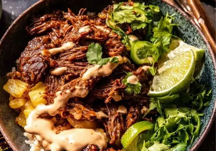 Crockpot Chipotle Pineapple Pot Roast Bowl