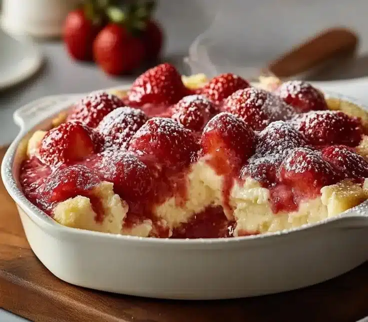 Delicious Strawberry Cheesecake Dump Cake