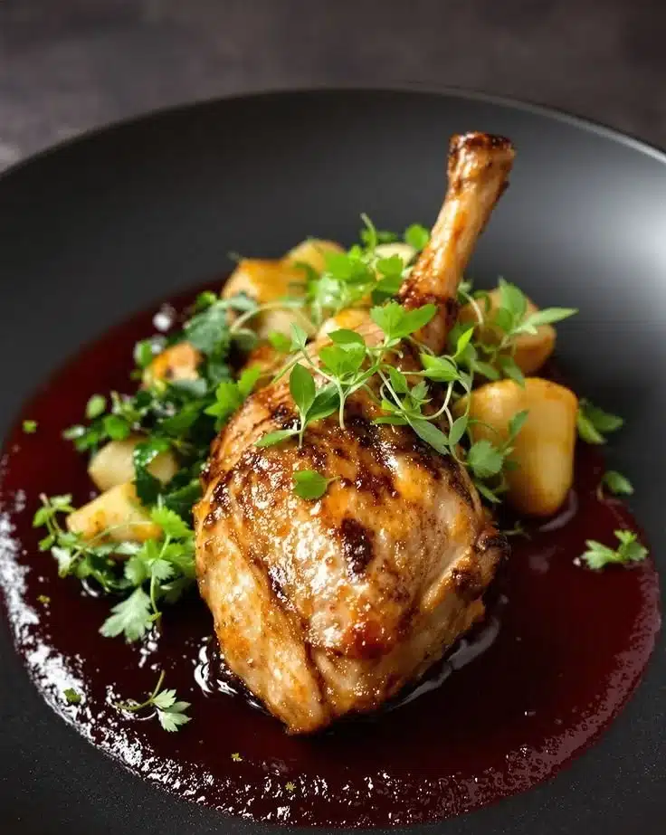 Duck Confit with Tangy Cherry Reduction