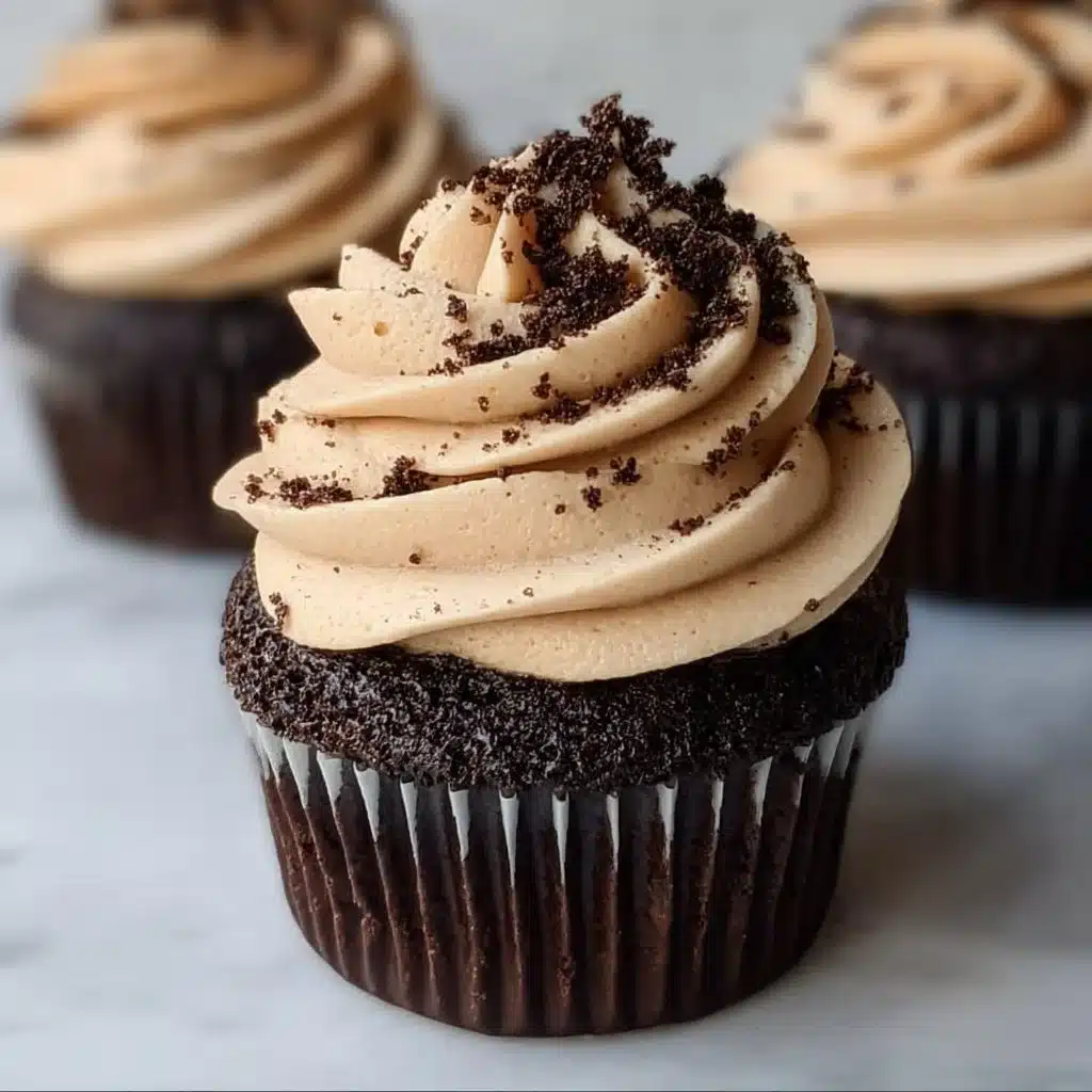 Delicious Espresso Brownie Cupcakes with creamy coffee buttercream frosting