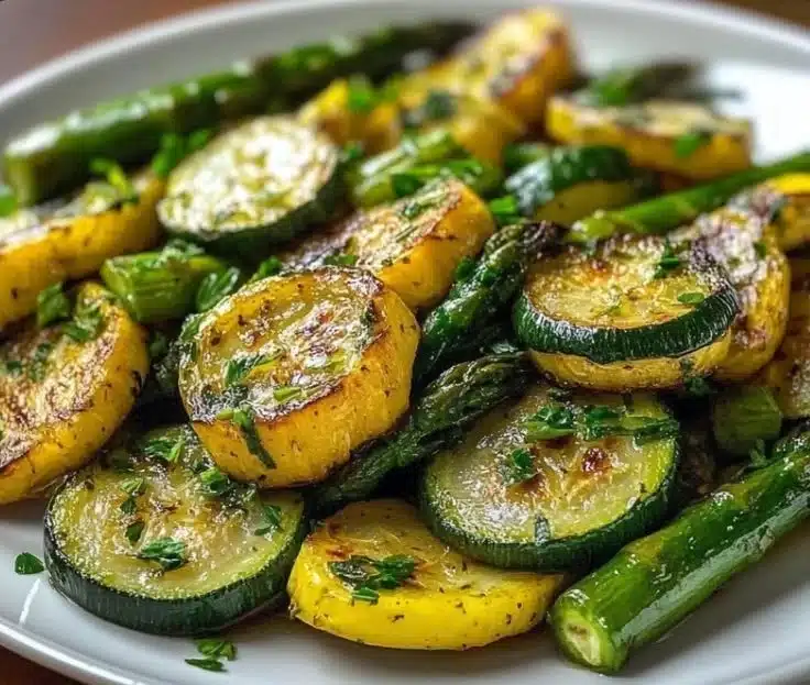 Garlic Roasted Asparagus Zucchini