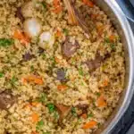 Instant Pot Rice Pilaf (Plov) ready to serve as a flavorful side dish