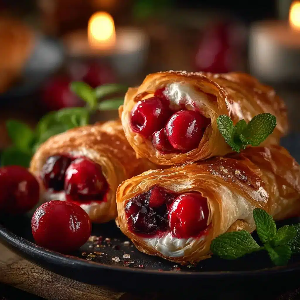Delicious cherry pie filling wraps with a sweet cherry filling