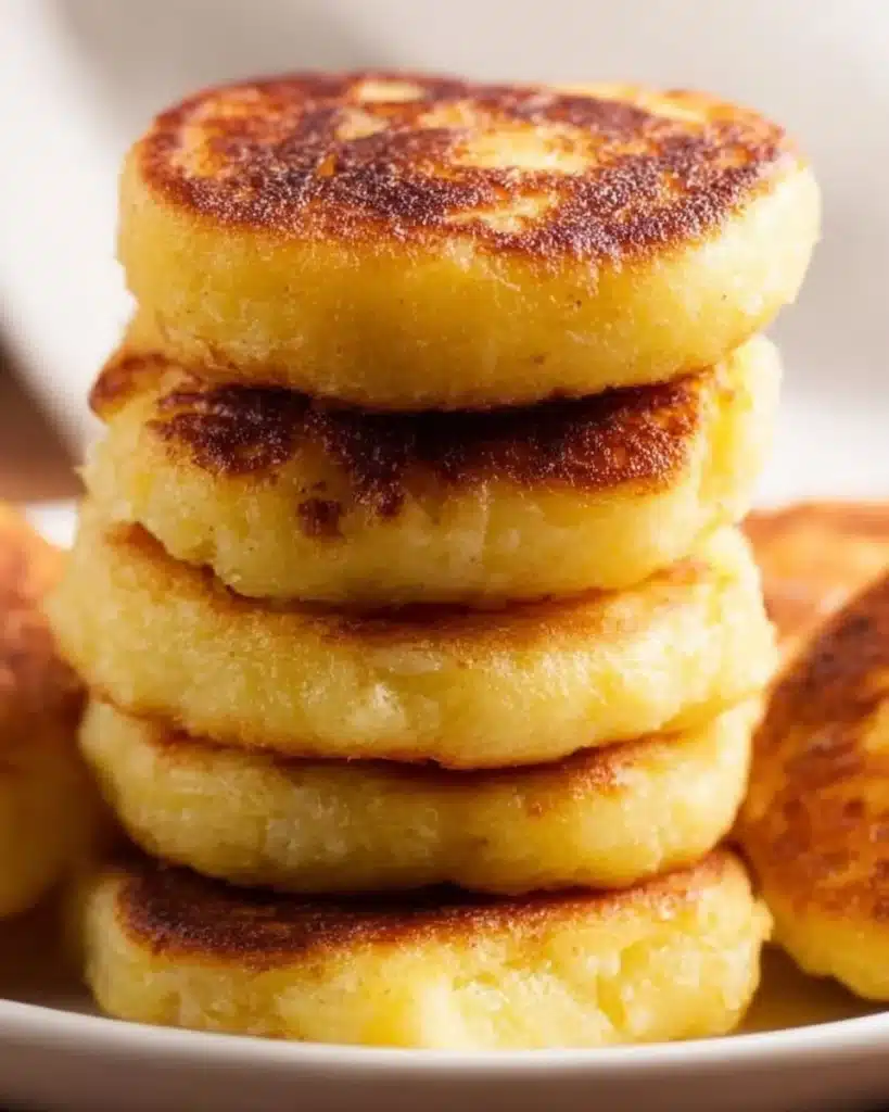 Delicious leftover mashed potato pancakes with cheese served on a plate