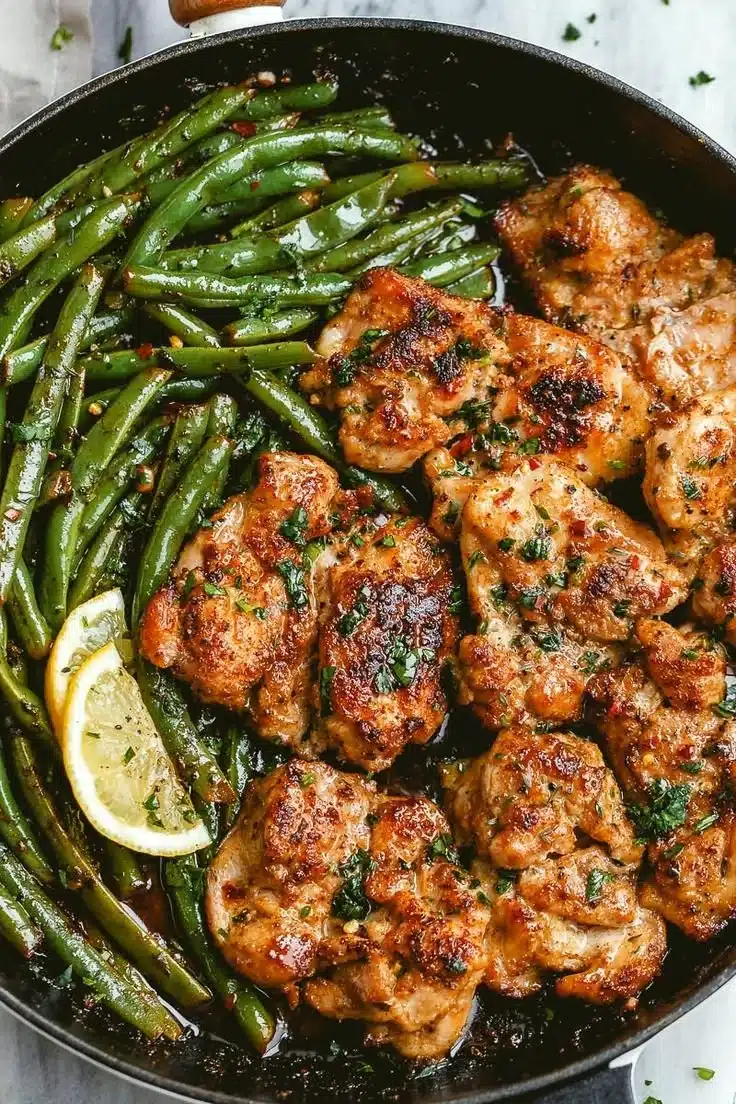 Lemon Garlic Butter Chicken Thighs Recipe with Green Beans – Best Chicken Thighs Recipe