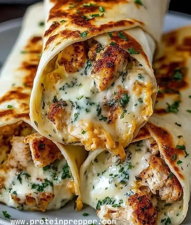 Low Carb Cheesy Garlic Chicken Wraps