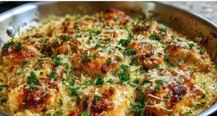 One Pan Orzo Chicken Bake