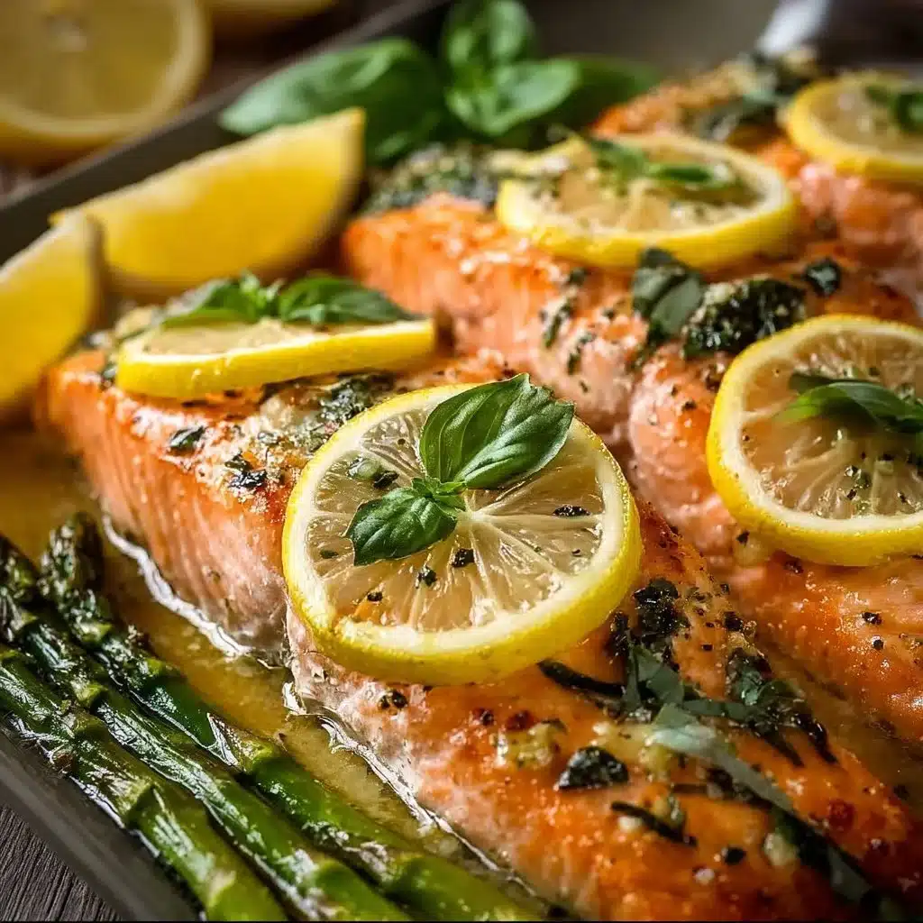 Delicious quick lemon basil salmon dish garnished with fresh herbs