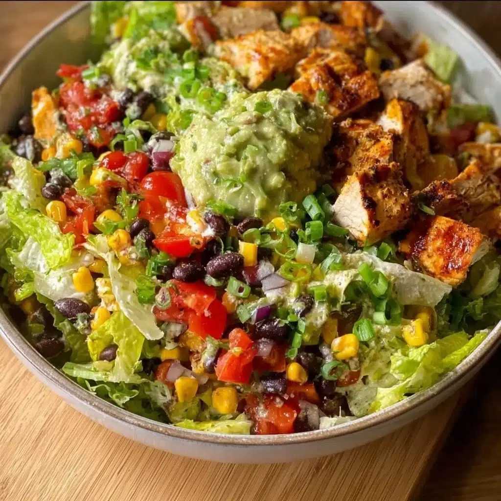 A colorful Santa Fe Salad with fresh vegetables and zesty dressing