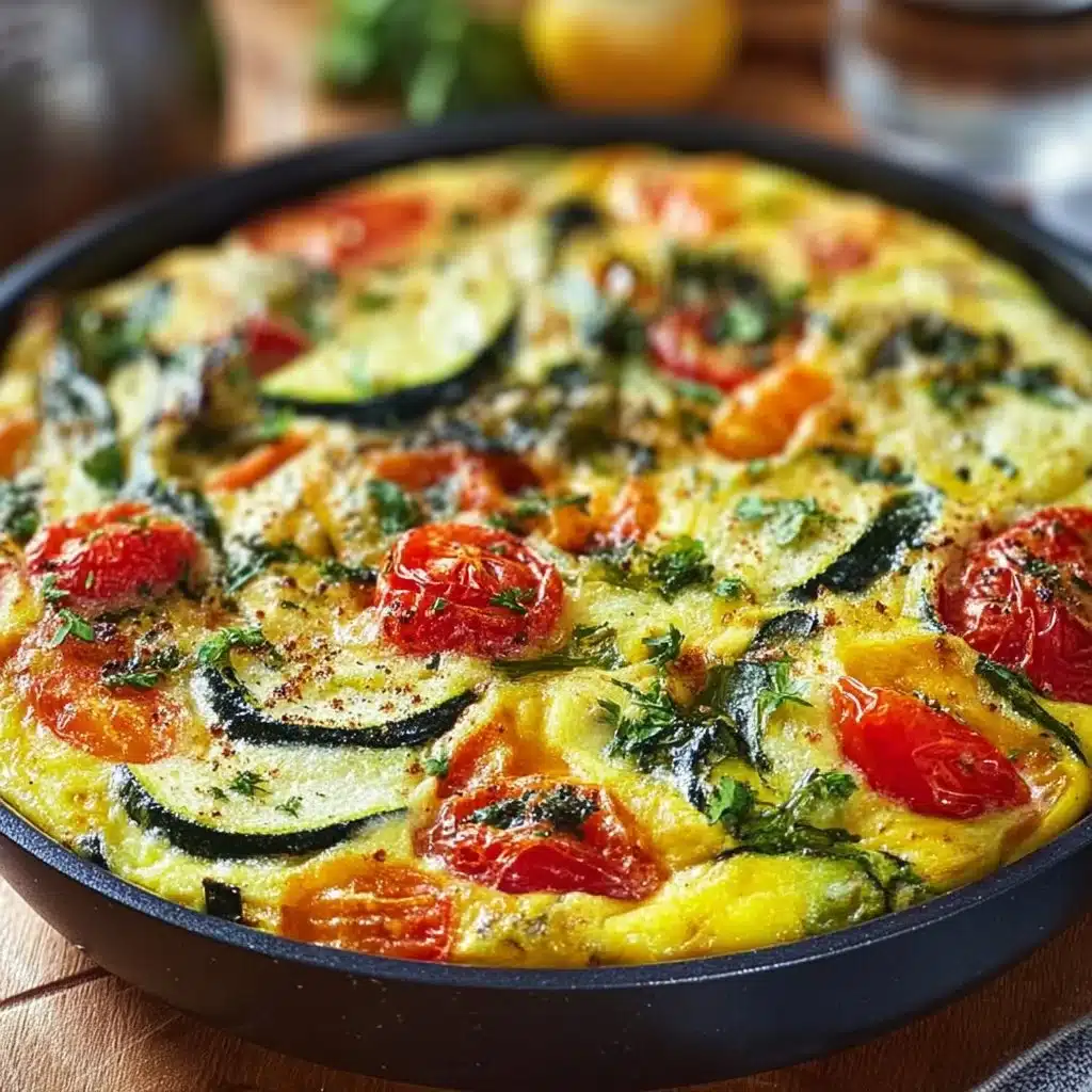 Spring vegetable frittata filled with fresh seasonal vegetables