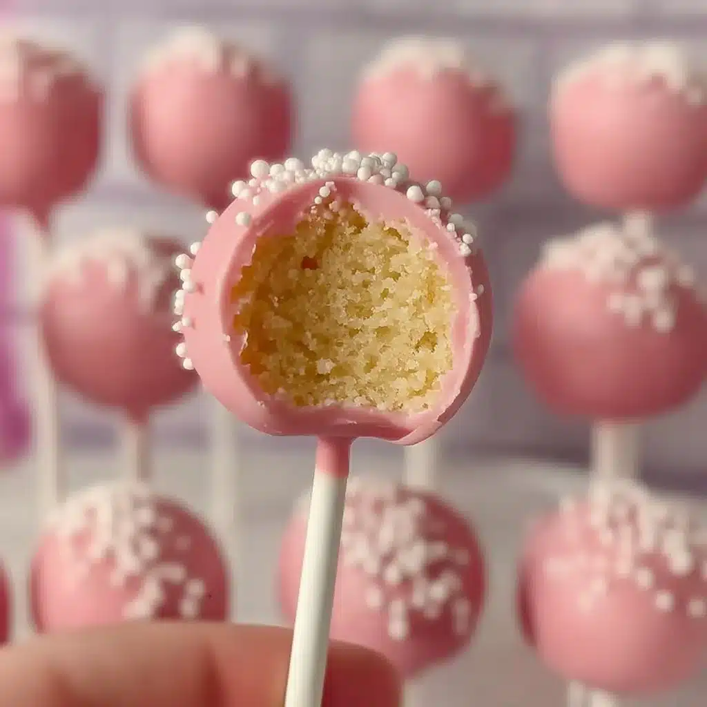 Starbucks copycat birthday cake pops decorated with sprinkles on a plate