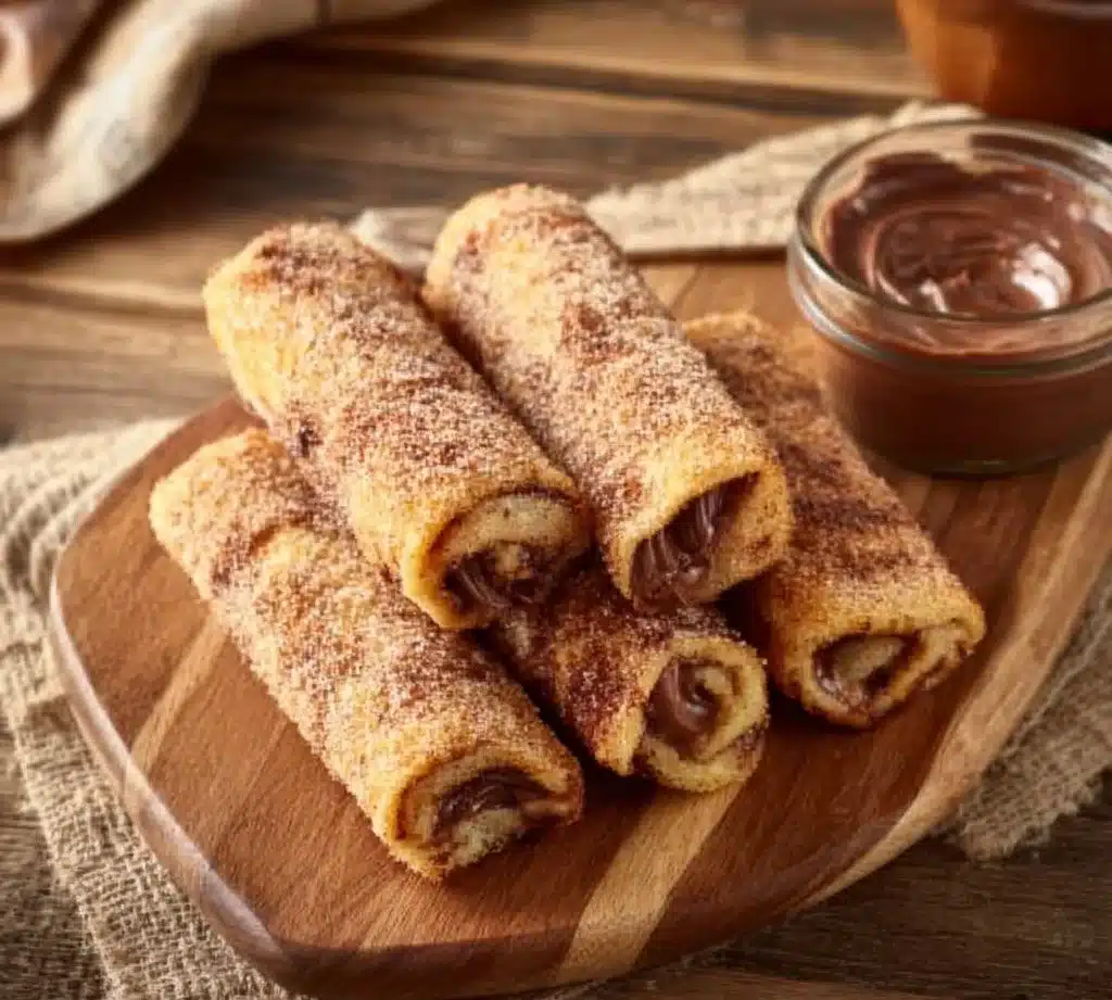 Delicious Air Fryer Nutella French Toast Roll-Ups served on a plate