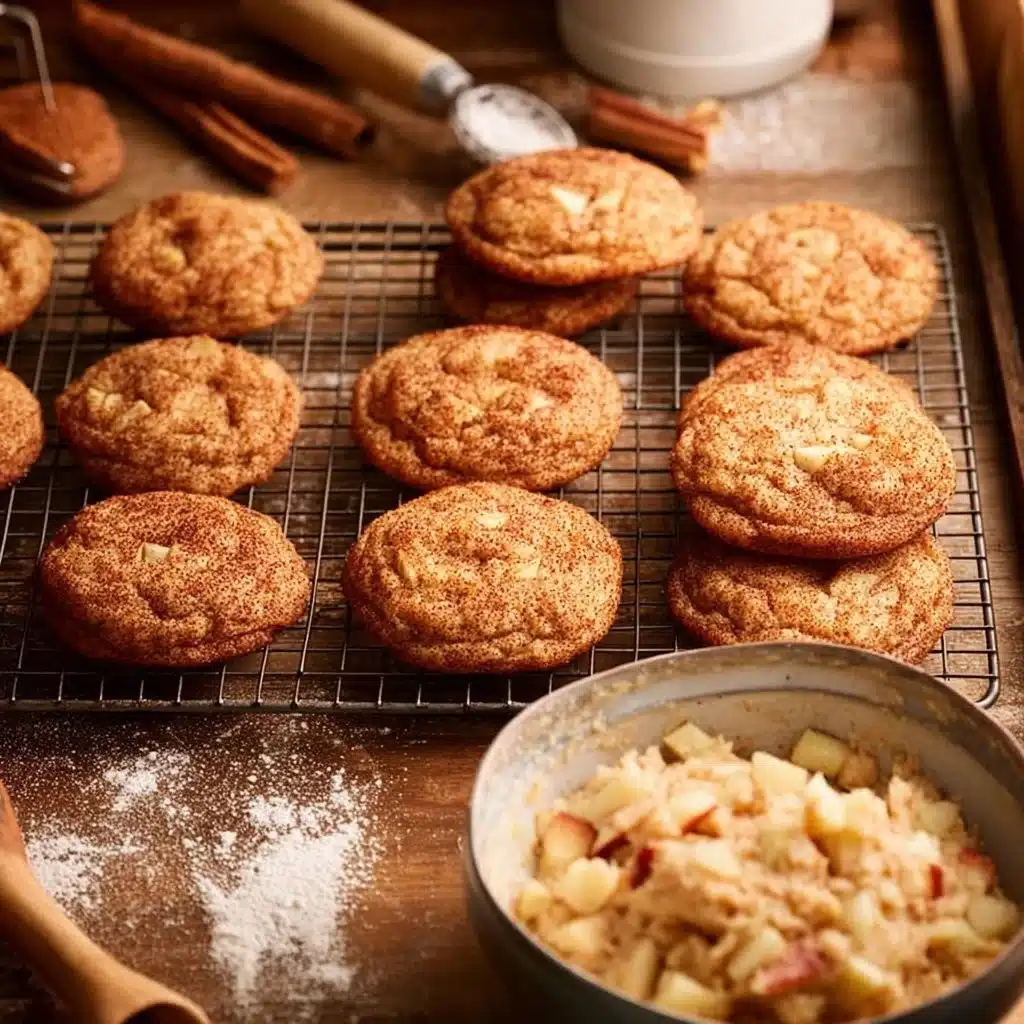 Freshly baked Apple Snickerdoodles, cookies with cinnamon sugar and apple flavor.