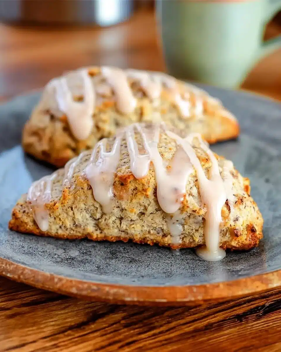 Banana Bread Scones with Cinnamon Cream Cheese Glaze