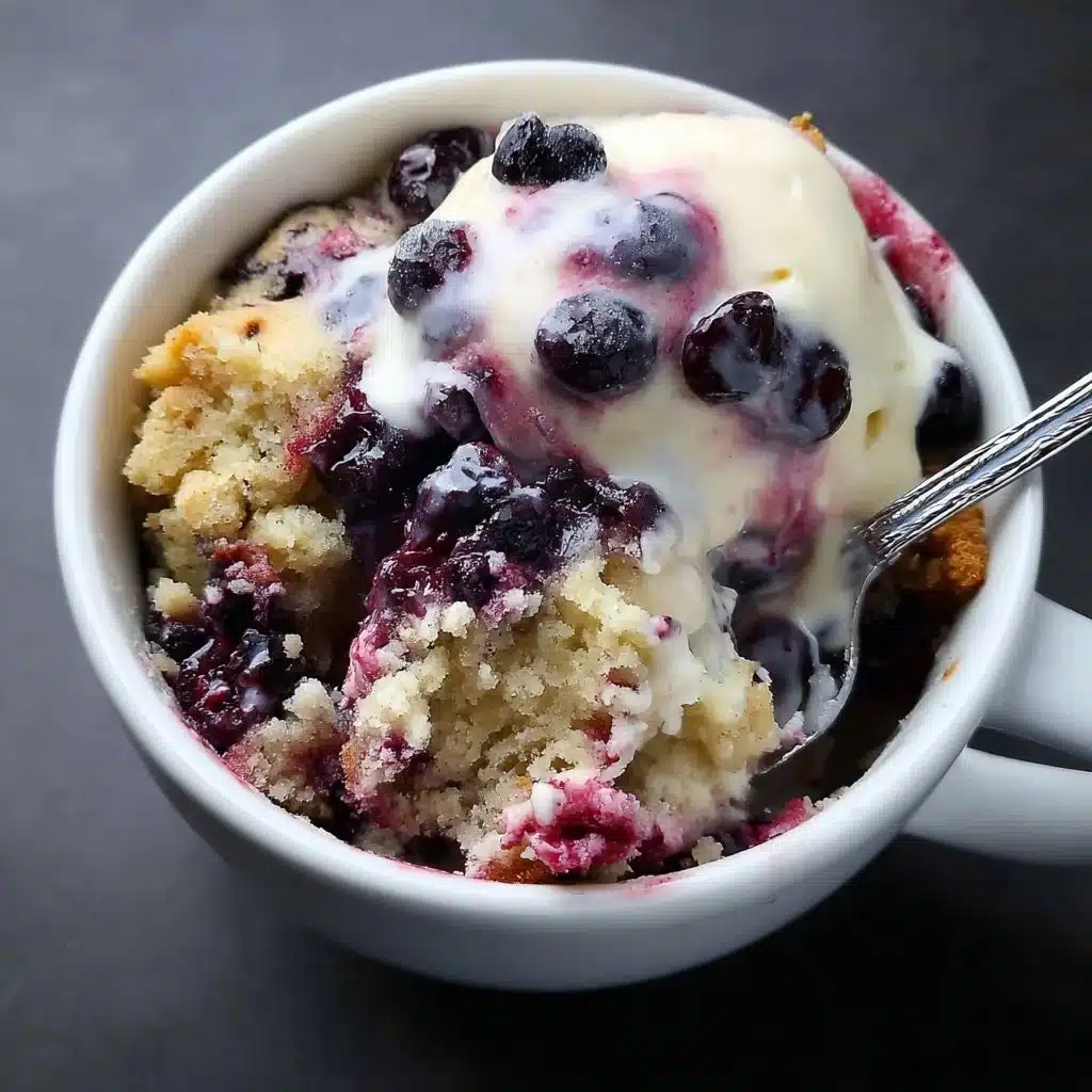 Delicious Blueberry Cheesecake Baked Oats topped with fresh blueberries and cream.