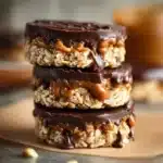 Healthy chocolate almond butter oat cups recipe with oats and nutritious ingredients.