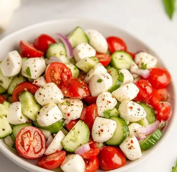 Juicy Cucumber Caprese Salad
